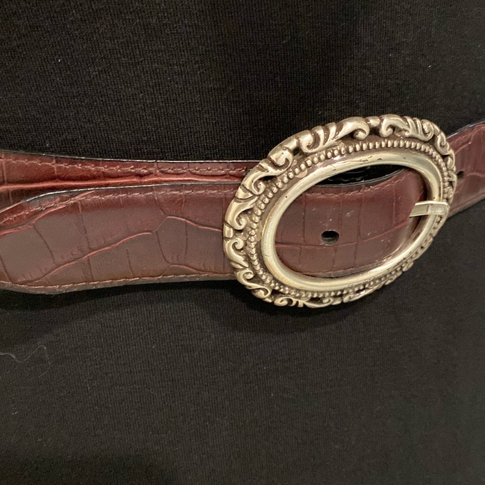 Reversible Western Belt, Smooth Black Side & Brown Croc Stamped Side |Size M/L - Picture 7 of 10